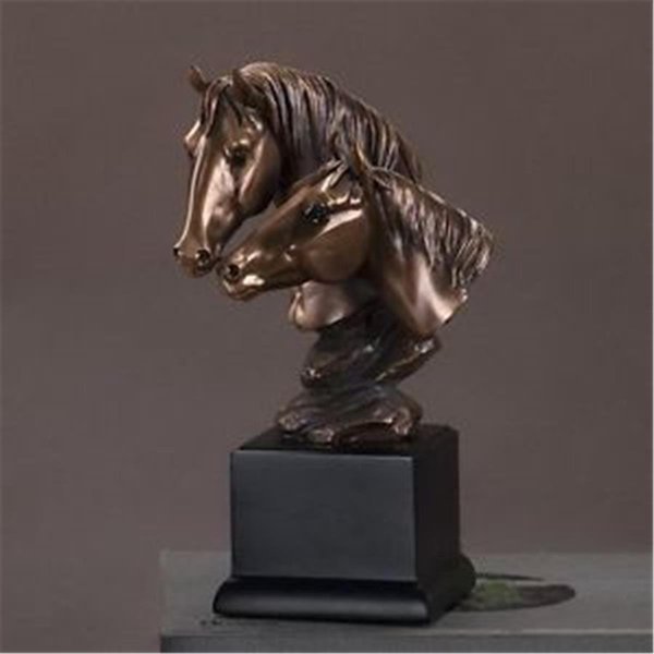 Marian Imports Marian Imports F55158 Two Horse Heads Bronze Plated Resin Sculpture 55158